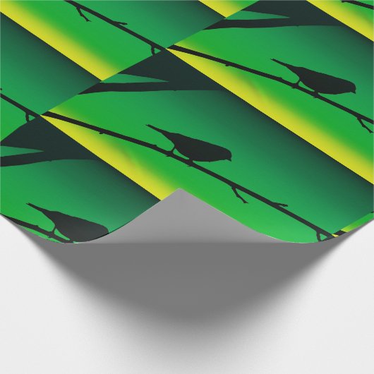 Sparrow Silhouette op Limonene Cadeaupapier (Hoek)