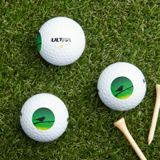 Sparrow Silhouette op Limonene Golfballen (Insitu Gras)