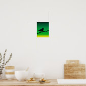 Sparrow Silhouette op Limonene Poster (Keuken)