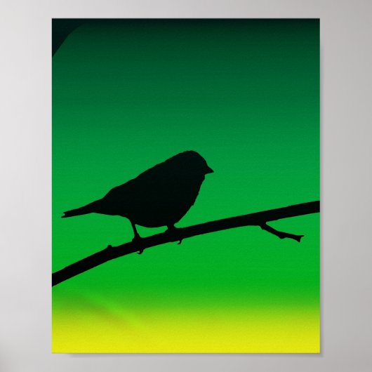 Sparrow Silhouette op Limonene Poster (Voorkant)