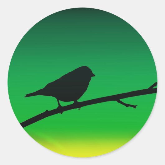 Sparrow Silhouette op Limonene Ronde Sticker (Voorkant)