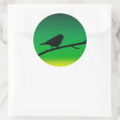 Sparrow Silhouette op Limonene Ronde Sticker (Tas)