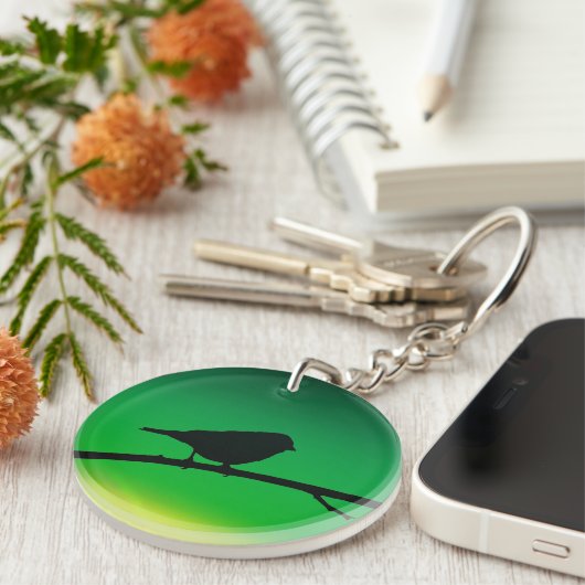 Sparrow Silhouette op Limonene Sleutelhanger (Voorkant Rechts)