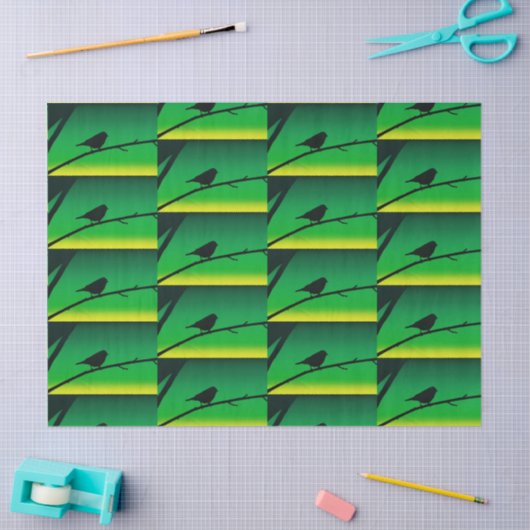 Sparrow Silhouette op Limonene Tissuepapier (Craft)