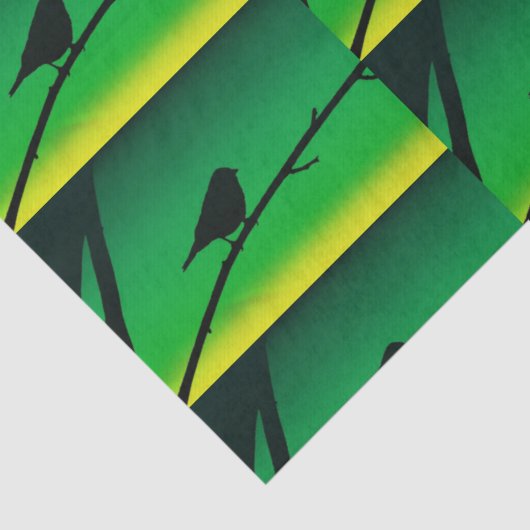 Sparrow Silhouette op Limonene Tissuepapier (Detail)