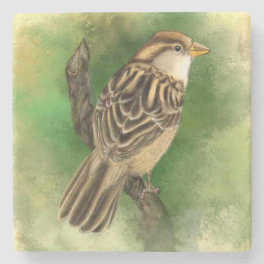 Sparrow Stone Onderzetter Little Bird (Voorkant)