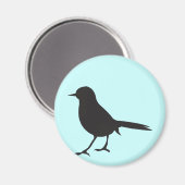 Sparrow vogel zwart & wit silhouet blauw magneet (Voorkant / Achterkant)