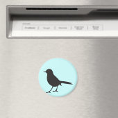 Sparrow vogel zwart & wit silhouet blauw magneet (Insitu (Vaatwasser))