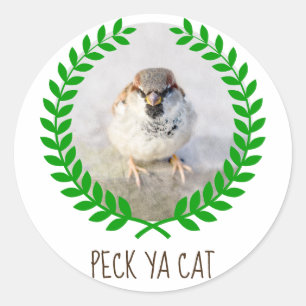 Sparrow Warrior - Peck Ya Cat grappig aanpasbaar Ronde Sticker