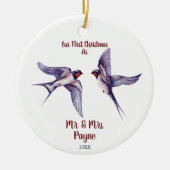 Sparrows Bird Lovers Lovebird Married Couple Xmas Keramisch Ornament (Voorkant)