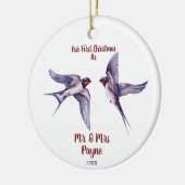 Sparrows Bird Lovers Lovebird Married Couple Xmas Keramisch Ornament (Links)