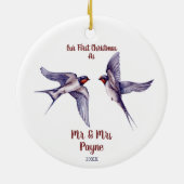 Sparrows Bird Lovers Lovebird Married Couple Xmas Keramisch Ornament (Achterkant)