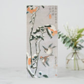 Sparrows en Camellia op sneeuw door Ando Hiroshige (Staand voorkant)