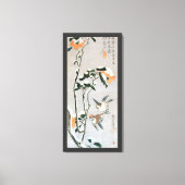 Sparrows en Camellia op sneeuw door Ando Hiroshige Canvas Afdruk (Voorkant)