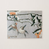 Sparrows en Camellia op sneeuw door Ando Hiroshige Legpuzzel (Horizontaal)