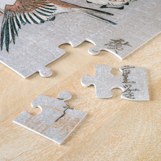 Sparrows en Camellia op sneeuw door Ando Hiroshige Legpuzzel (Zijkant)