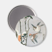 Sparrows en Camellia op sneeuw door Ando Hiroshige Magneet (Voorkant / Achterkant)