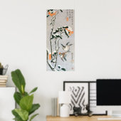 Sparrows en Camellia op sneeuw door Ando Hiroshige Poster (Thuiskantoor)