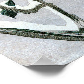 Sparrows en Camellia op sneeuw door Ando Hiroshige Poster (Hoek)