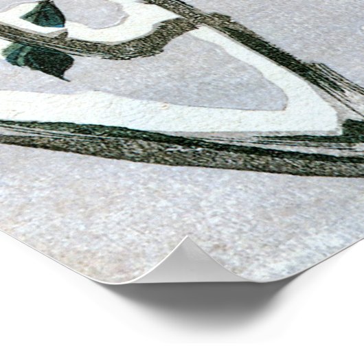 Sparrows en Camellia op sneeuw door Ando Hiroshige Poster (Hoek)