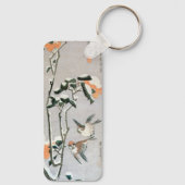 Sparrows en Camellia op sneeuw door Ando Hiroshige Sleutelhanger (Achterkant)