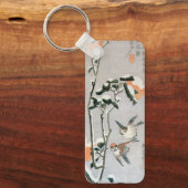 Sparrows en Camellia op sneeuw door Ando Hiroshige Sleutelhanger (Voorkant)