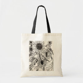 Sparrows en zonnebloemen tote bag