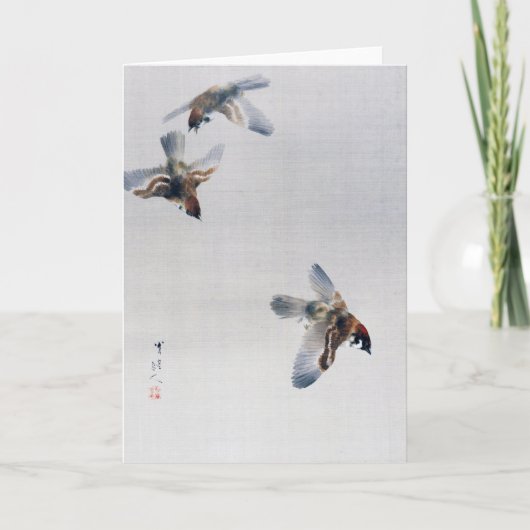 Sparrows Flying, Watanabe Seitei Kaart (Voorkant)