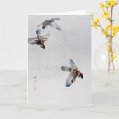 Sparrows Flying, Watanabe Seitei Kaart (Gele Bloem)