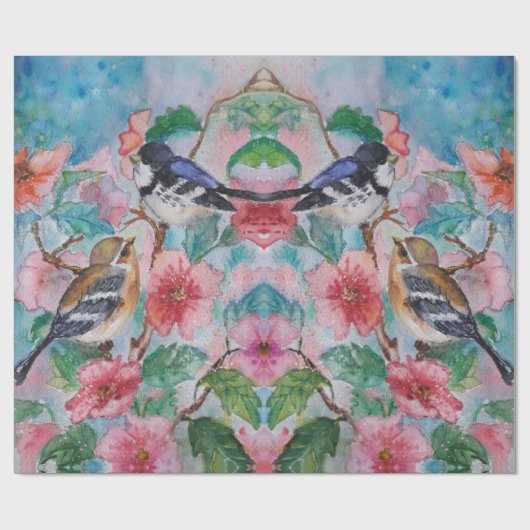 Sparrows Gift Wrapping Paper Spring Design Cadeaupapier (Vlak)