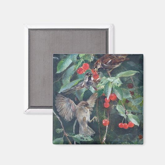 Sparrows in a Cherry Tree, Bruno Liljefors Magneet (Voorkant / Achterkant)