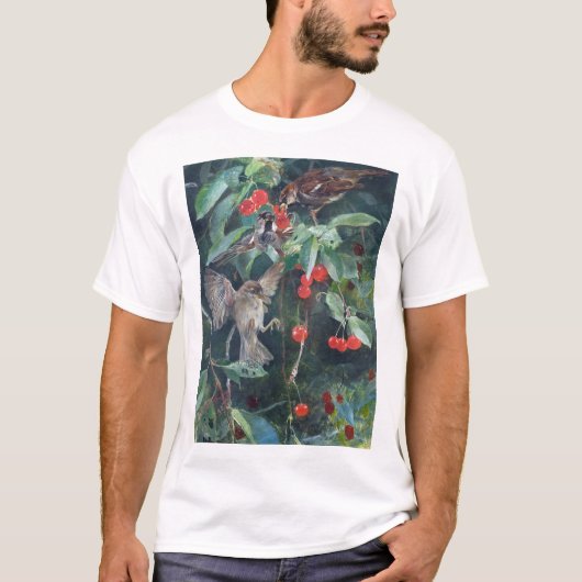 Sparrows in a Cherry Tree, Bruno Liljefors T-shirt (Voorkant)