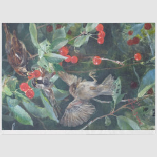 Sparrows in a Cherry Tree, Bruno Liljefors Tissuepapier