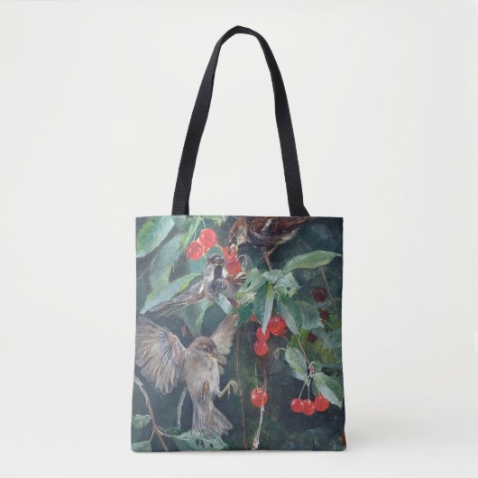 Sparrows in a Cherry Tree, Bruno Liljefors Tote Bag (Voorkant)