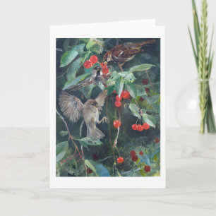 Sparrows in een Cherry Tree, Bruno Liljefors Kaart