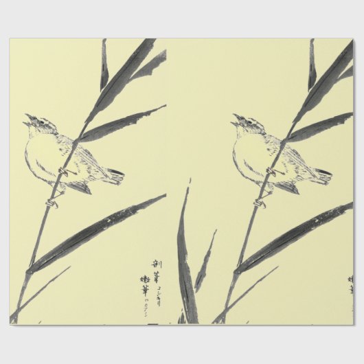 SPARROWS OP BRANCHES YELLOW WRAPPINGPAPIER CADEAUPAPIER (Vlak)
