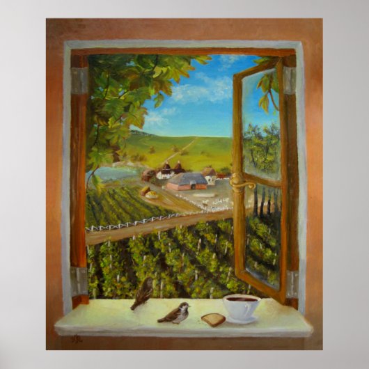 Sparrows op het venster poster (Voorkant)