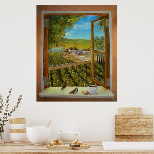 Sparrows op het venster poster (Keuken)