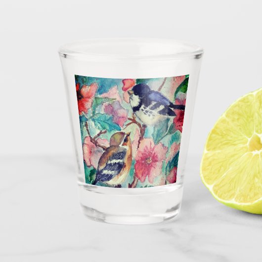 Sparrows Shot Glass Spring Birds - Schilderen Glas (Voorkant)