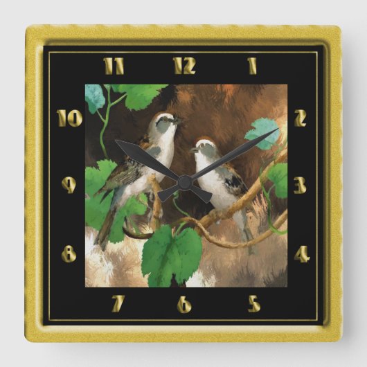 Sparrows Vierkante Klok (Voorkant)
