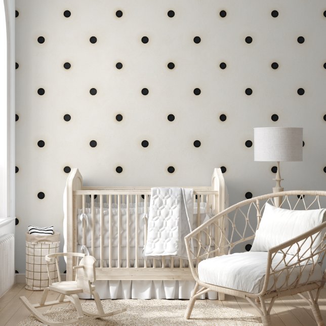 Sparse Black Polka Dots op Ivoor Behang (Kinderen)