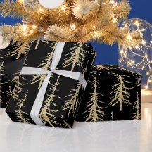Sparse Gold Pine-bomen op zwarte elegant