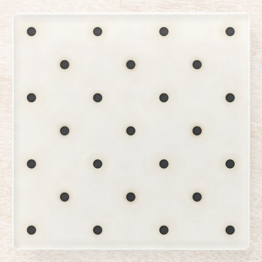 Sparse Polka Dots op Antiek Wit Glazen Onderzetter (Voorkant)