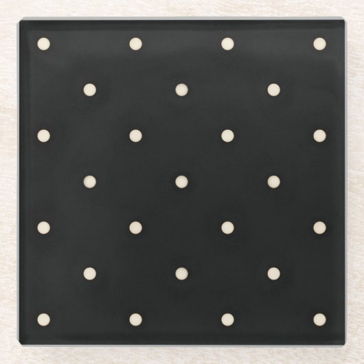 Sparse Polka Dots op Zwart Glazen Onderzetter (Voorkant)