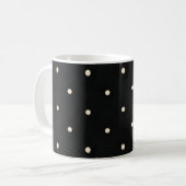 Sparse Polka Dots op Zwart Koffiemok (Voorkant links)