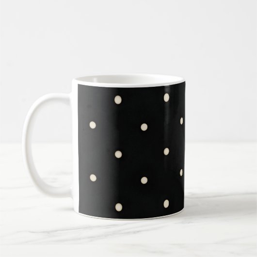 Sparse Polka Dots op Zwart Koffiemok (Links)