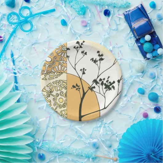 Sparse Tree Silhouette door Megan Meagher Papieren Bordje (Feest)