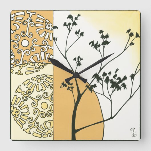 Sparse Tree Silhouette door Megan Meagher Vierkante Klok (Voorkant)