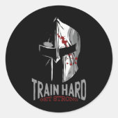 Sparta Helmet Gym Motivation Gift Ronde Sticker (Voorkant)