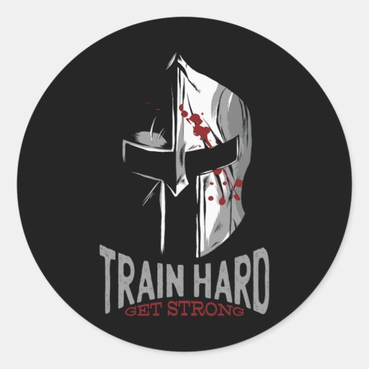 Sparta Helmet Gym Motivation Gift Ronde Sticker (Voorkant)